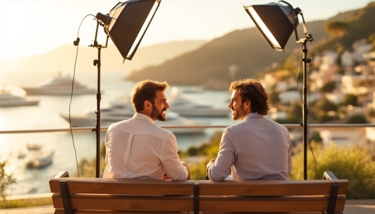 On-site 4K interview and podcast setup filmed on the French Riviera during Cannes Lions