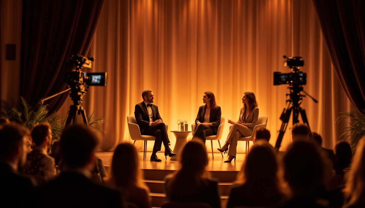 Panel discussion filmed with professional cameras at an event on the French Riviera